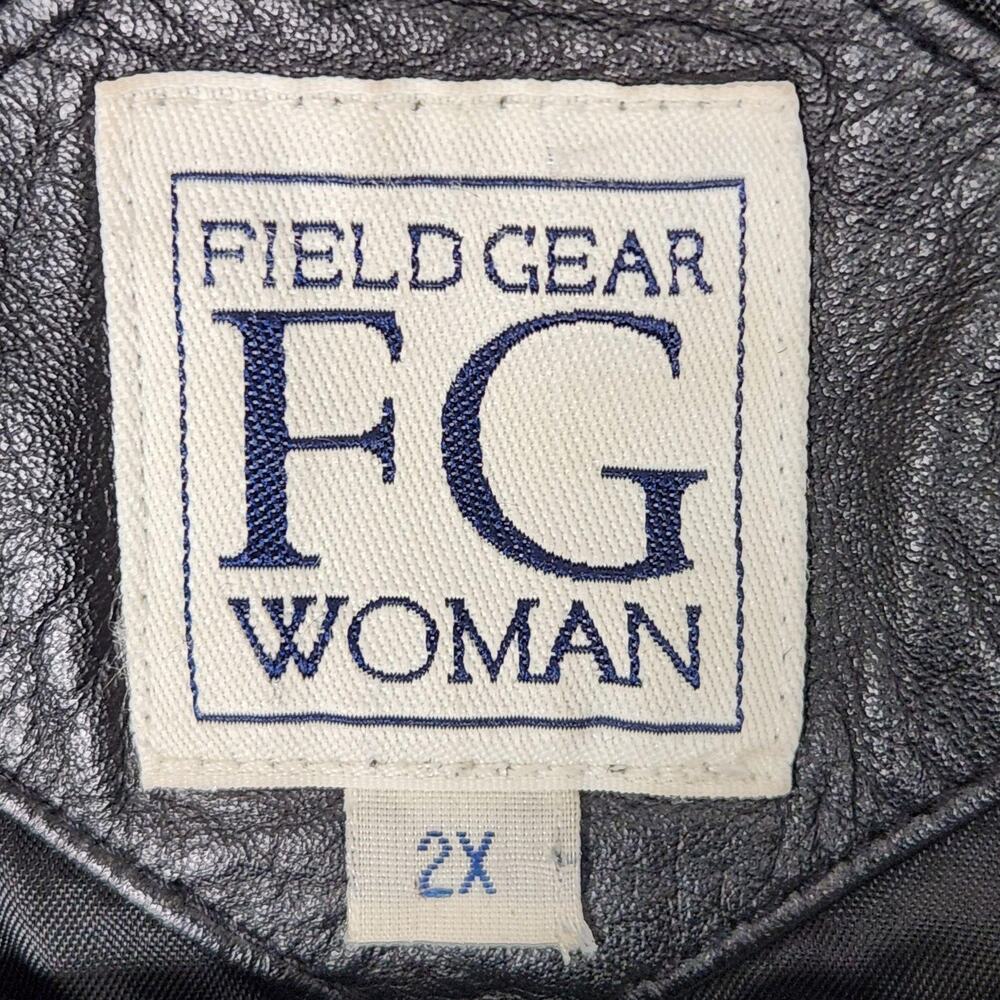Field Gear Leather Coat Womens 2X Black Fox Fur Hooded Parka Insulated Warm - Picture 13 of 15